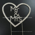 Mr &amp; Mrs Love Heart Cristal Single Heart Wedding Decoration Cake Topper